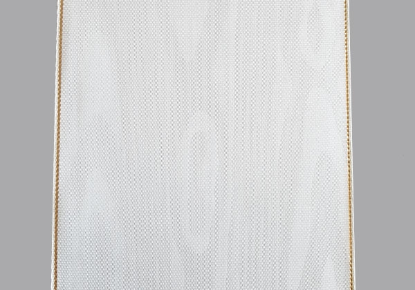 Kranzband-Moiré weiß - schmaler Goldrand