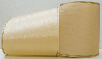 Kranzband-Moiré beige - Goldrand mit schwarzem Faden